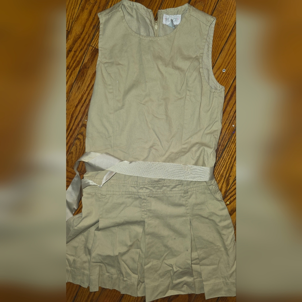 The Children's Place Beige Tan Casual Sundress with Waist Tie